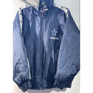 Vintage Dallas Cowboys NFL Game Day By Fans Hood Puffer Winter Jacket Large READ